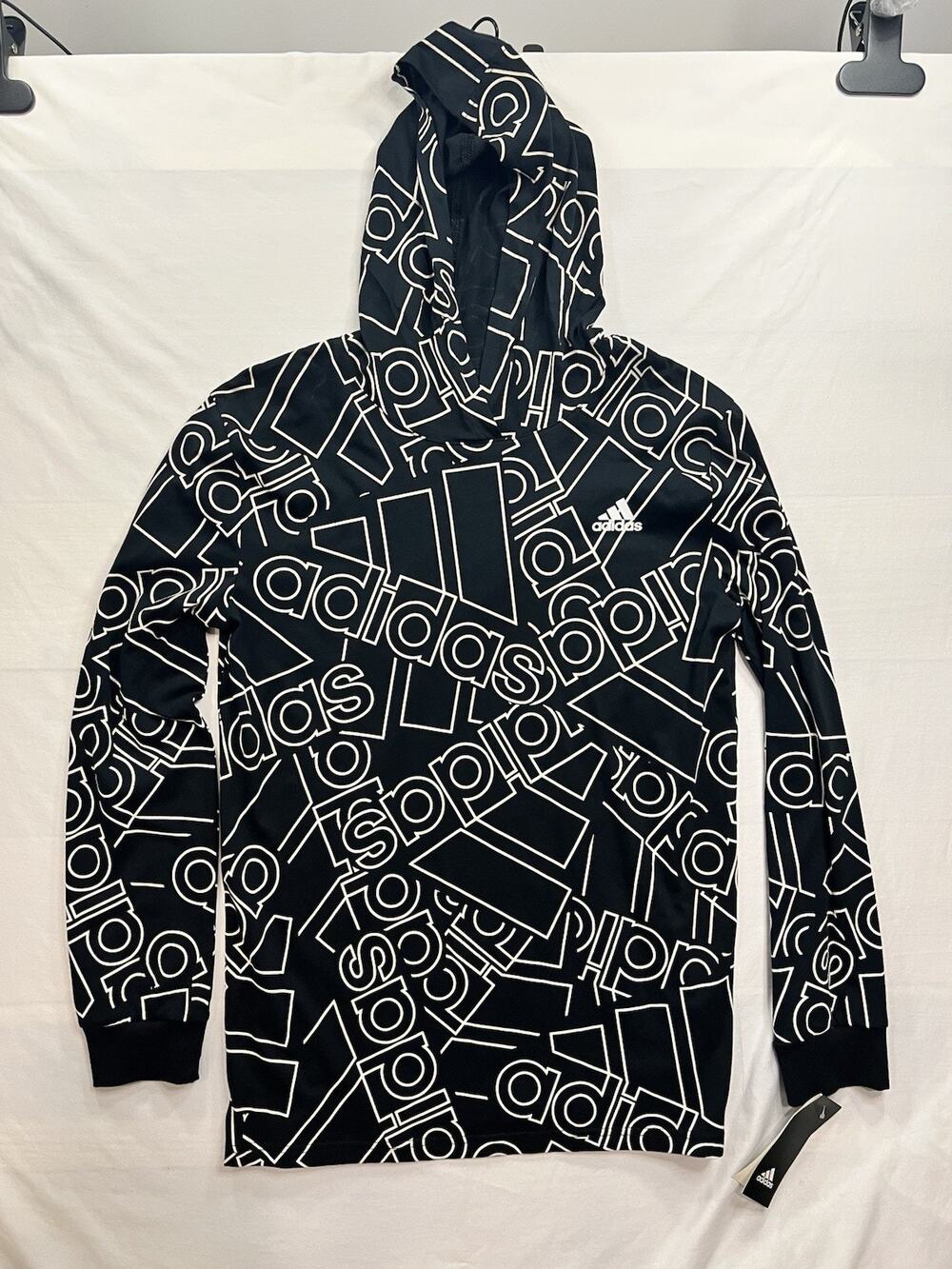 Adidas Full Print All Over Logo Boys Youth Hoodie Size 14/16